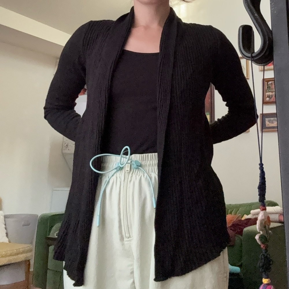 Belldini Women's Black Ribbed Cardigan